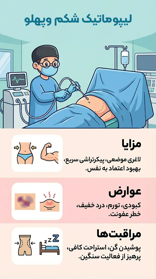 لیپوماتیک شکم و پهلو 360 درجه