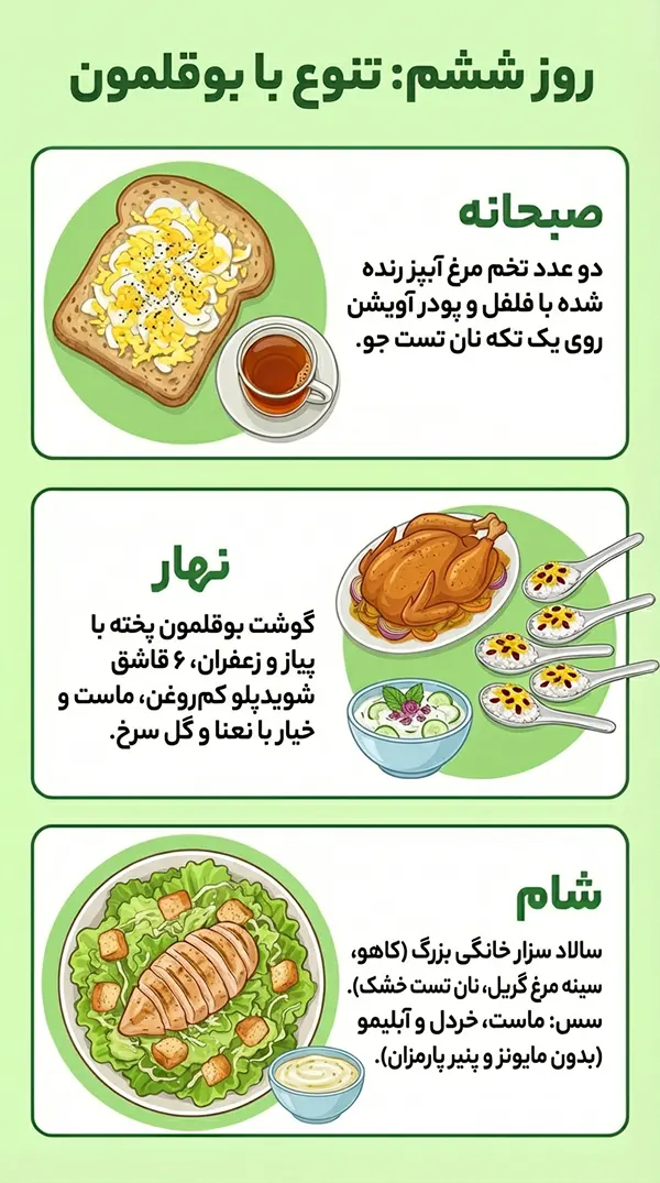 روز ششم: تنوع با بوقلمون